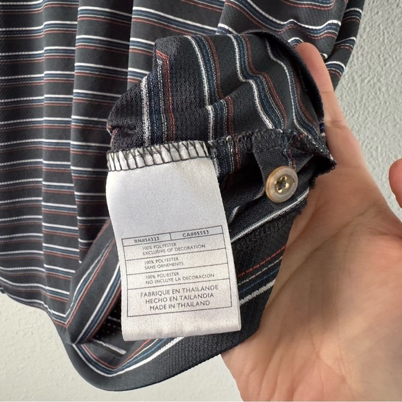 Nike Golf Fit Dry Striped Polo XXL Men's Black Shirt Breathable Mesh Button Neck - Picture 6 of 9